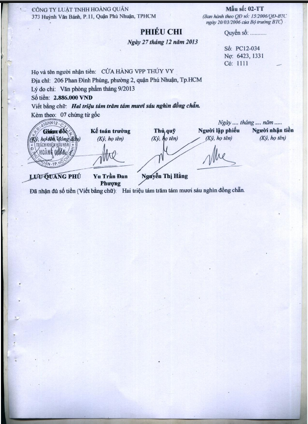 Hoàn thiện công tác hạch toán kế toán doanh thu và chi phí tại Công ty luật TNHH Hoàng Quân 16 1