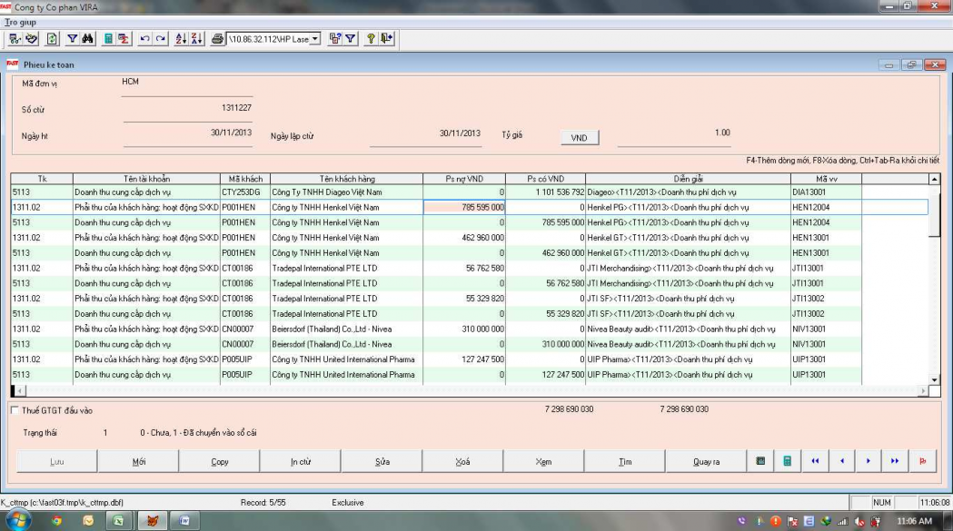 Nguồn Phòng kế toán Công ty CPM Phụ lục 02 Lập hóa đơn dich vụ tài khoản 1
