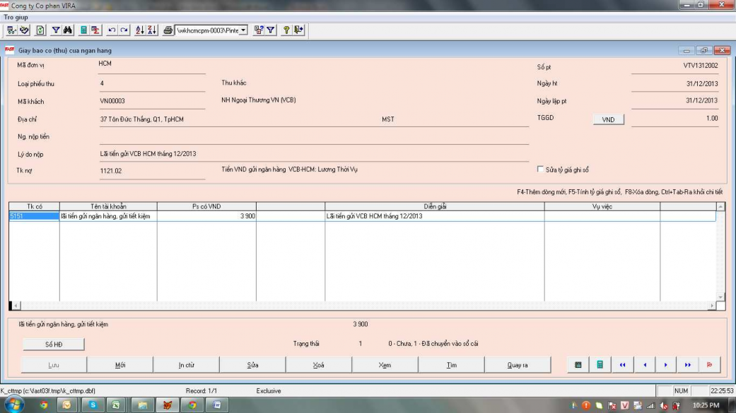 Phụ lụ 07 Sổ cái tài khoản 515 trong phần mềm FAST Nguồn Phòng kế toán 1