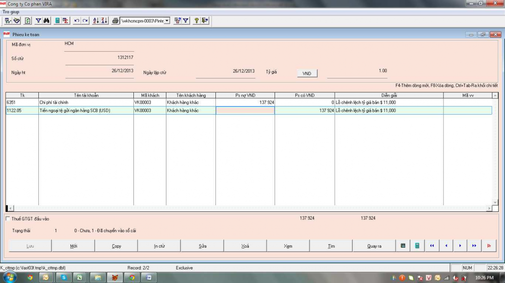Tài khoản 632 trong phần mềm FAST Phụ lục 12 Lập Phiếu kế toán tài khoản 635 3