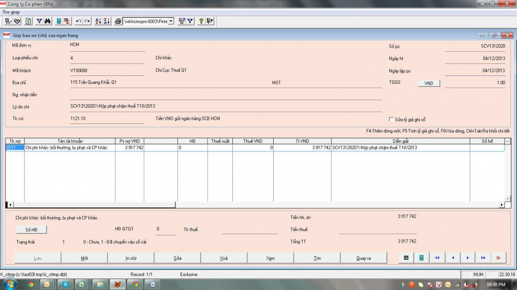 Nguồn Phòng kế toán Công ty CPM Phụ lục 22 Sổ cái tài khoản 811 trên phần 1