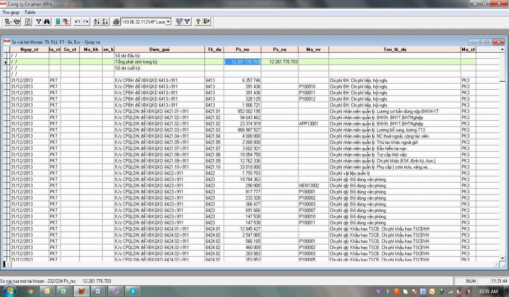 811 trên phần mềm FAST Phụ lục 23 Sổ cái tài khoản 911 trên phần mềm FAST 2
