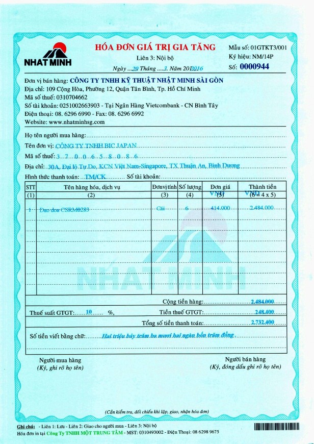 2 Hóa đơn GTGT đầu vào 2