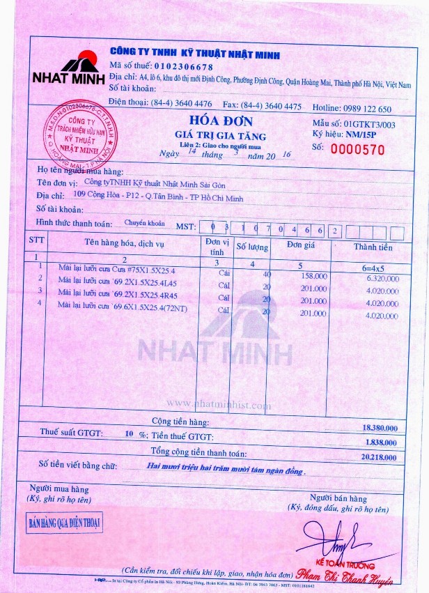 2 Hóa đơn GTGT đầu vào 8