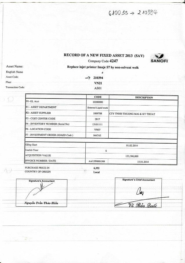 Kế toán tài sản cố định tại Công ty TNHH Sanofi Aventis Việt Nam 13 1