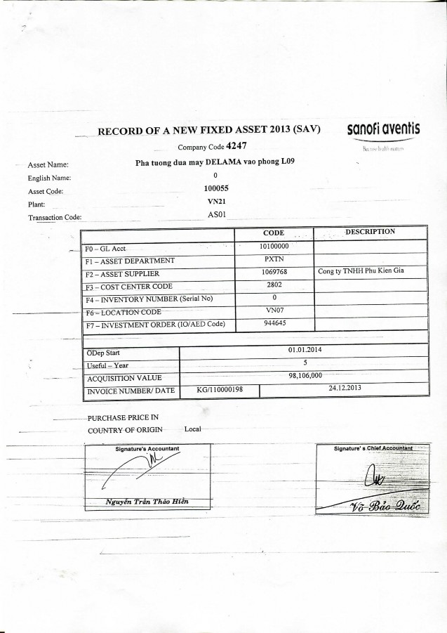 Kế toán tài sản cố định tại Công ty TNHH Sanofi Aventis Việt Nam 13 4