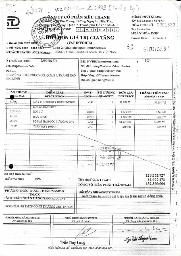 Đơn GTGT Biên bản bàn giao nghiệm thu Thẻ TSCĐ Record of a new Fixed Asset 2013 4