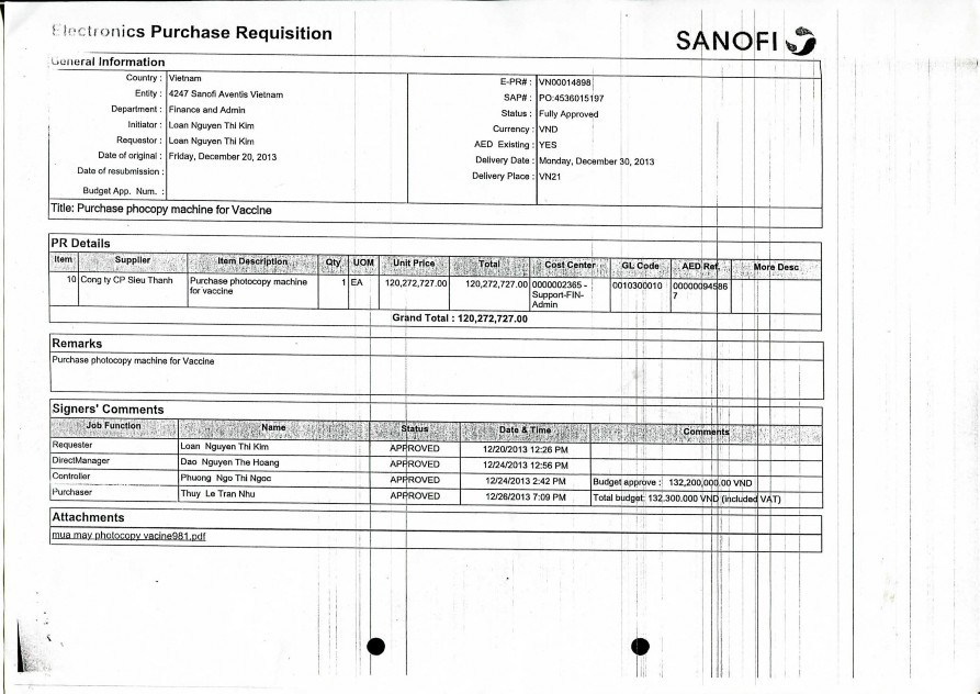 Đơn GTGT Biên bản bàn giao nghiệm thu Thẻ TSCĐ Record of a new Fixed Asset 2013 6