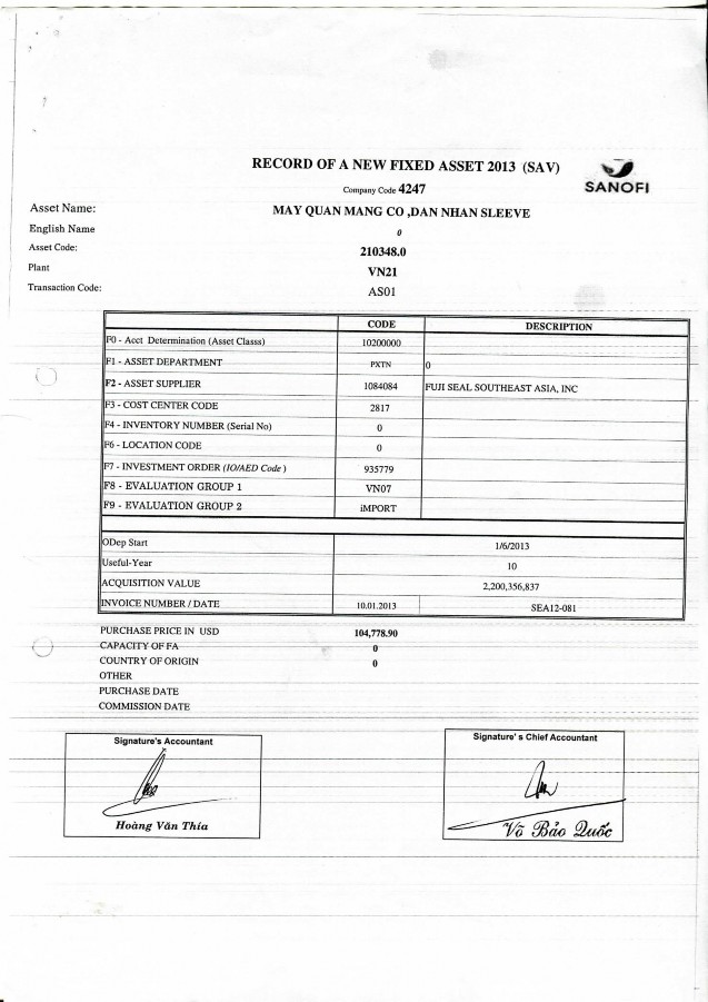 Hóa đơn GTGT Đơn đặt hàng Phiếu kiểm định TSCĐ thiết bị Bản e AED 6