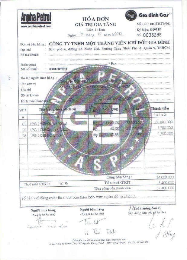 Tài chính Báo Cáo Lưu Chuyển Tiền Tệ của Công Ty TNHH MTV Khí Đốt Gia Đình 2