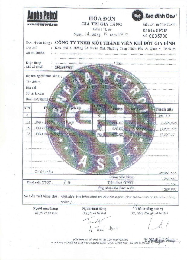 Kế toán thu nhập chi phí và xác định kết quả kinh doanh tại Công ty TNHH MTV Khí đốt gia đình 13 7