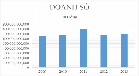 Biểu đồ 2 1 Doanh số từ năm 2009 đến năm 2013 của Công Ty TNHH MTV Khí Đốt 1