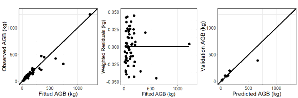Shorea AGB a×D b Hình 3 1 Đồ thị đánh giá biến động và sai số của mô 1