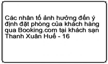 Các nhân tố ảnh hưởng đến ý định đặt phòng của khách hàng qua Booking.com tại khách sạn Thanh Xuân Huế - 16