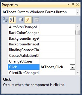 Hình 4 12 Chọn sự kiện Click Hình 4 13 Phương thức btThoat Click Viết mã lệnh 18