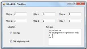 Hình 4 27 Ví dụ về điều khiển CheckBox Các điều khiển nhập 6 số a b c d 4