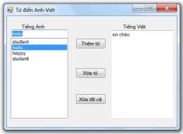 Hình 4 47 Ứng dụng từ điển đơn giản Bài 4 4 Lập chương trình tạo menu File 5