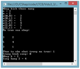 Hình 3 3 Kết quả chương trình ví dụ 3 3 Như đã biết khởi tạo mảng một 2