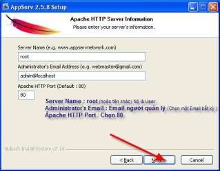Hình 1 5 Thông tin về người quản lý và port truy cập webserver Nhập tên tài 5
