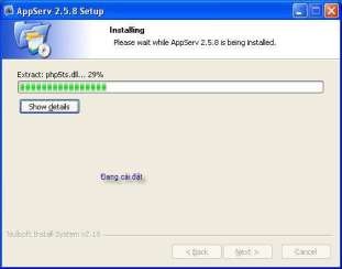 Hình 1 7 Quá trình cài đặt AppServ Khi kết thúc quá trình cài đặt tạo một 7