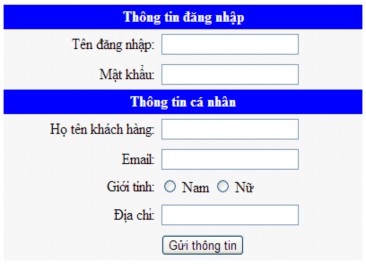 Khi người dùng click vào nút Gửi thông tin thì sử dụng các biến session 9