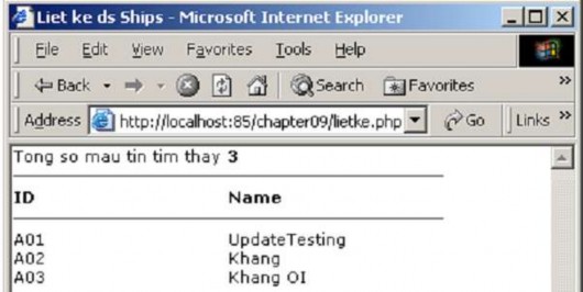 Hình 3 4 Liệt kê bản ghi Để làm điều này khai báo đoạn chương trình đọc 3