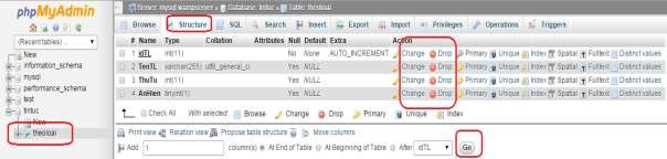 Hình 1 16 Sửa cấu trúc bảng 8 Đổi tên Table Bước 1 Chọn table cần đổi tên 1