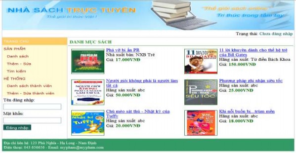 Dữ liệu được lưu trữ trong 2 bảng Sach và Thanhvien gồm các trường như sau 8