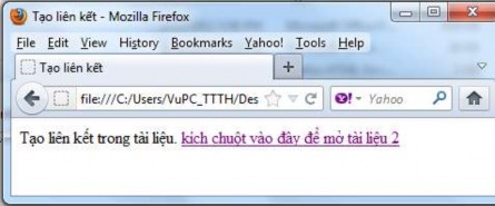 Hình 2 3 Kết quả chạy file doc1 htm Hình 2 4 Kết quả khi kích liên kết – File 2