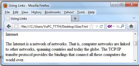 Hình 2 8 Kết quả khi kích vào liên kết từ trang ví dụ 2 6 Sử dụng E mail Nếu 7