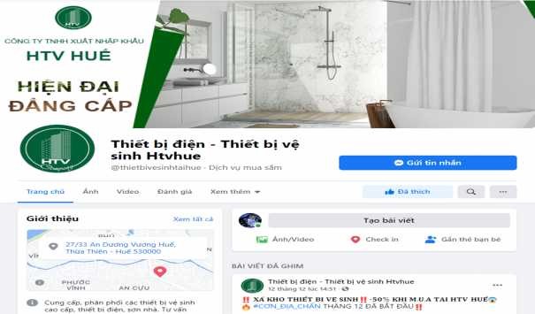 Hình 2 3 Giao diện Fanpage Facebook của Công ty TNHH Xuất Nhập Khẩu HTV Huế Nguồn 3