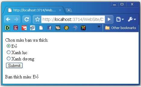 Hình 3 20 Minh họa sử dụng điều khiển HtmlInputRadioButton HtmlInputText 4