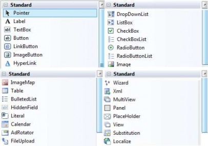Hình 3 24 Các Web Server Control trên thanh toolbox Ví dụ Tạo phần tử ASP NET Server 4