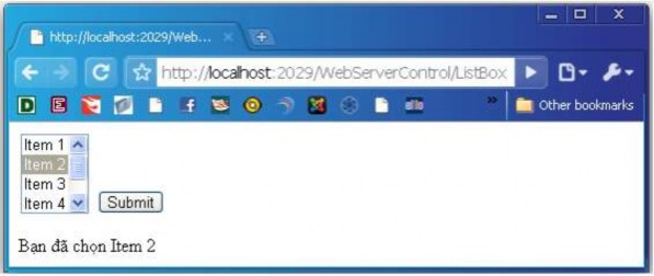 Hình 3 31 Minh họa sử dụng điều khiển ListBox Điều khiển ListItem ListItem 2
