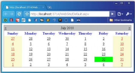 Hình 3 37 Minh họa sử dụng điều khiển Calendar Ví dụ Trang aspx như sau 1