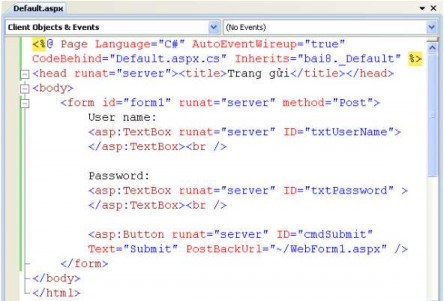 Hình 3 60 Giao diện và Code t rang Default aspx Hình 3 61 Kết quả nhận được và 2