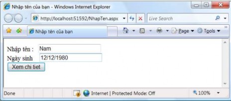 Hình 3 62 Kết quả chạy trang NhapTen aspx Mã của trang XemChiTiet aspx public partial 5