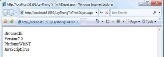 Hình 3 64 Kết quả chạy trang LayThongTinTrinhDuyet aspx 3 3 3 Đối tượng Server 7