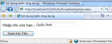 Hình 3 69 Kết quả sử dụng biến Application 3 3 6 Đối tượng Cookies Đối 5