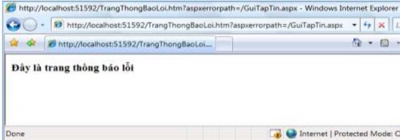 Hình 3 74 Thông báo lỗi qua defaultRedirect Không có thuộc tính defaultRedirect 1