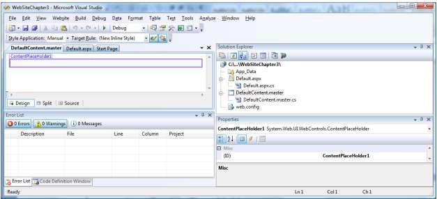 Hình 3 78 Trang DefaultContent master vừa dược thêm vào ứng dụng ContentPlaceHolder 5