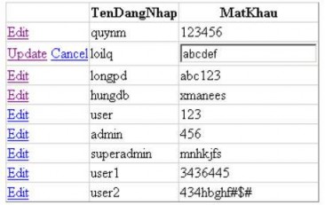 Hình 4 11 Kết quả hiển thị trên Gridview Để có thể cập nhật được thực 1