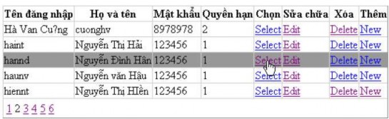 Hình 4 14 Hiển thị các cột lệnh Cập nhật dữ liệu Ví dụ Xây dựng trang 2