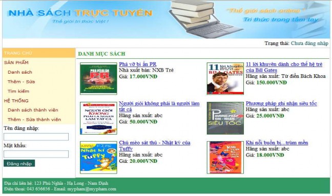 Dữ liệu được lưu trữ trong 2 bảng Sach và Thanhvien gồm các trường như sau 13