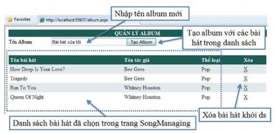 Giao diện trang Album aspx Hướng dẫn 2 1 Cơ sở dữ liệu tạo cơ sở dữ liệu 7