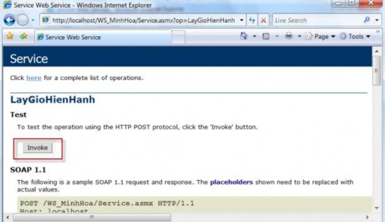 Hình 5 4 Thực thi phương thức LayGioHienHanh Nhấn nút Invoke để thực thi phương 5