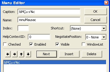 Nhấp chuột vào nút Next để tạo các mục chọn khác menu Tương tự như 6