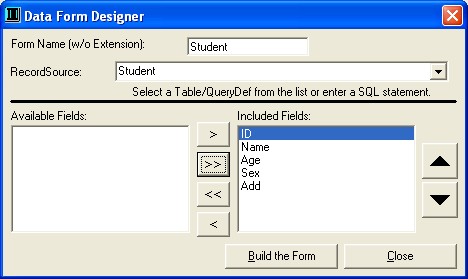 Bước 4 Nhấn nút Build Form ta thu form frmStudent như sau Bước 5 Chỉnh sửa form 9