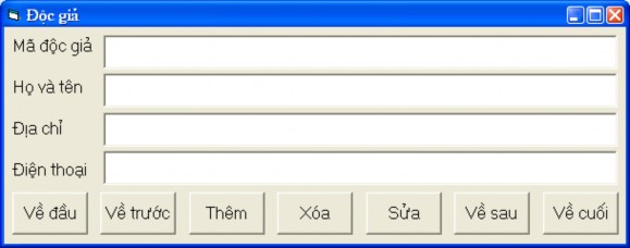  Lập trình sự kiện cho các nút lệnh Mở cửa sổ Code của form frmDocgia và 8
