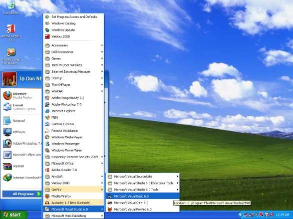 Hình 1 5 Khởi động Visual Basic 6 0 từ nút Start Cách 2 Chọn biểu tượng 5